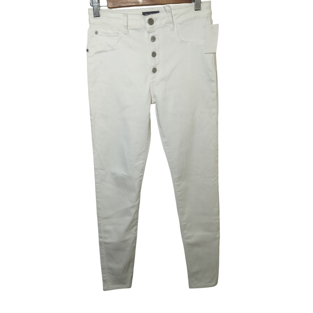 DL1961 Chloe Skinny High Rise Jeans White Exposed Button Fly Size 16 NWT